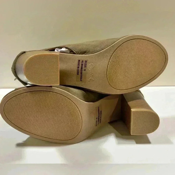 NIB!Qupid-Suede Khaki/Army Green Suede Back Zipper Peak a Boo Toe & Sides SZ 9 - Picture 7 of 11